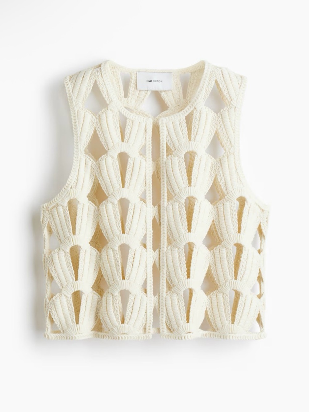 NWT H&M STUDIO COLLECTION SPRING 2026 , CREAM CROCHET-LOOK VEST SIZE S